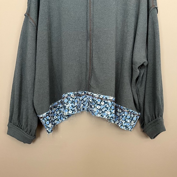 {POL} Love Patchwork Boho Love Club Long Sleeve Oversized Pullover - Size Medium - Picture 8 of 10